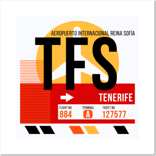 Tenerife (TFS) Airport // Sunset Baggage Tag Posters and Art